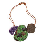 Amethyst drusy, concichalcite, pyrite drusy on twisted rope, Alexis Bittar.