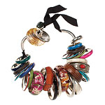 Sterling silver and silk bangle necklace, Dries Van Noten.