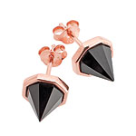 Onyx, sterling silver and rose gold vermeil Spike studs, Landver.