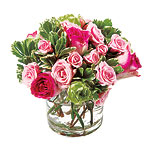Calyx Pink Ribbon Roses Hatbox bouquet, Calyx.