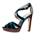 Velvet heels with wood platforms, Alexandre Birman.