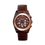 Stainless steel and rose-gold plate watch with leather, Freelook.