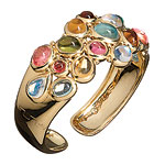 18kt-gold Light Mix Bubble cuff with pink citrine, aquamarine, blue moonstone, tourmaline and peridot, Temple St. Clair.