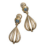 18kt-gold Atom Drop earrings with diamonds and sapphires, Temple St. Clair.