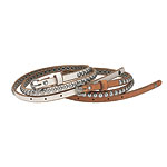Studded leather belt in white and light brown, American Eagle Outfitters.