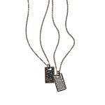 Micro pave CZ tag pendants in black and clear, Diamonair.