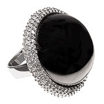 Black cabochon dome ring, Diamonair.