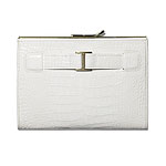 Croc-embossed patent leather clutch, Abas.