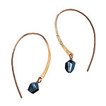 Gold fill Arc Drop earrings with sapphires, Joy O Designs.