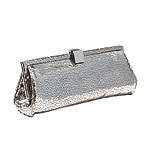 Patent leather Puzzle clutch with nickel hardware, Lodis.