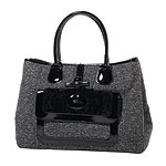 Wool-canvas bag with patent leather trim, Longchamp.