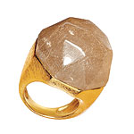 Gold plate and rutilated quartz ring, Marcia Moran.