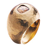 18kt gold Hammered Dome ring with yellow diamond, Me & Ro.