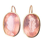 18kt gold earrings with rose quartz, Me & Ro.