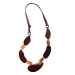 Horn and resin necklace with silk ribbon, Island Designs by Harry Haslett.