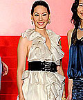 Lucy Liu wearing Bill Blass