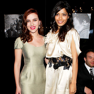 Scarlett Johansson Freida Pinto Dolce Gabbana Milan Fashion Week 