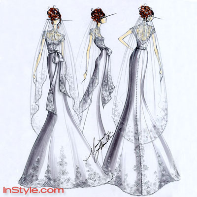 Fashion Designs Draw on Monique Lhuillier   Fashion Designers Sketch Bella S Wedding Dress