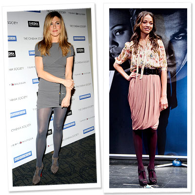 Jennifer Aniston - Zoe Saldana - Colorful Tights - Instant Outfit-Makers 