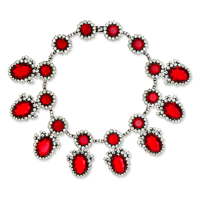 Vintage Kenneth Jay Lane Faux Ruby and Rhinestone Necklace