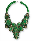 Oscar de la Renta Calypso and Crystal Bead Bib Necklace with Silk Cords