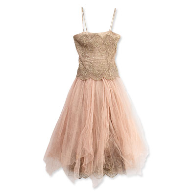 Ralph Lauren Lamé and Tulle Embroidered Dress