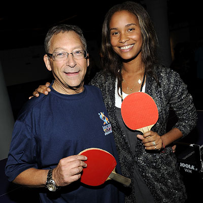 altTag= Stuart Weitzman and Joy Bryant - Serve to Save Ping Pong Tournament - New York City