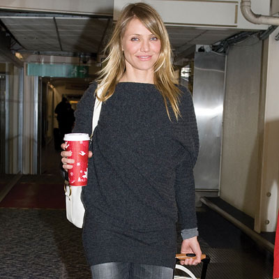 Cameron Diaz, Sighting at Heathrow airport, London