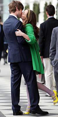 Leighton Meester, Chace Crawford, On location for Gossip Girl, New York City