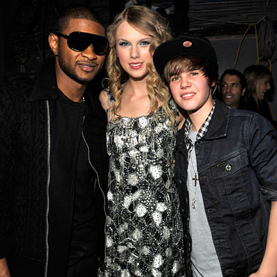altTag= Usher, Taylor Swift and Justin Bieber - 2009 Jingle Ball H&M Artist
