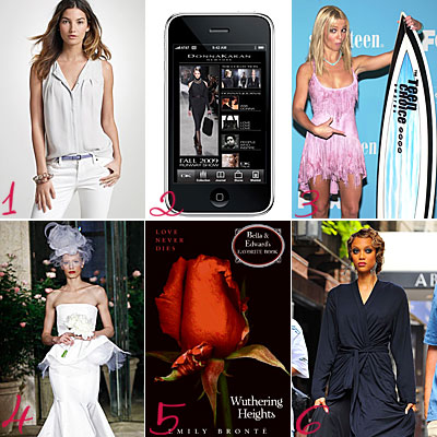 J. Crew sale - Donna Karan iPhone - Britney Spears - Teen Choice Awards - Bridal Gown - Twilight Saga - Wuthering Heights - Tyra Banks - Gossip Girl