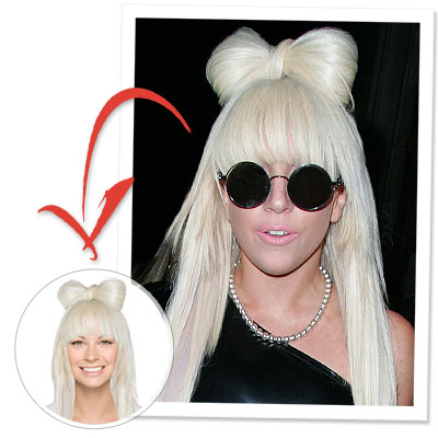 lady gaga poker face costume. Try On Lady Gaga#39;s Bow Hair