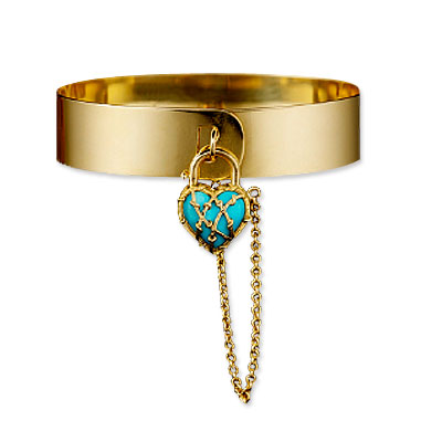 Karen Karch Love Lock 18K Gold and Turquoise Bracelet