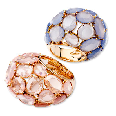 Pomellato Capri 18K Rose Gold Chalcedony and Pink Quartz Rings