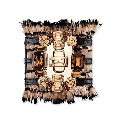 Sergio Rossi Feather and Crystal Cuff