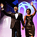 The First Lady Sparkles in Bronze Sequins