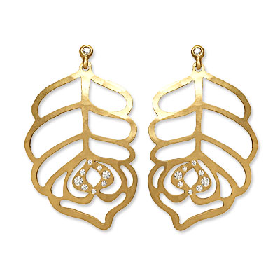 Linda Lee Johnson Gold and Diamond Peacock Earrings