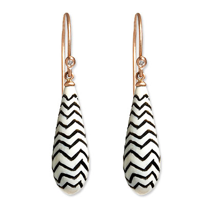 Monique Péan Ivory, Diamond and Rose Gold Cone Earrings