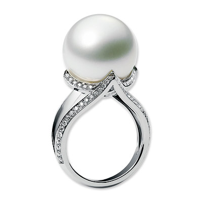 Mikimoto Cultured Pearl and Diamond Ring