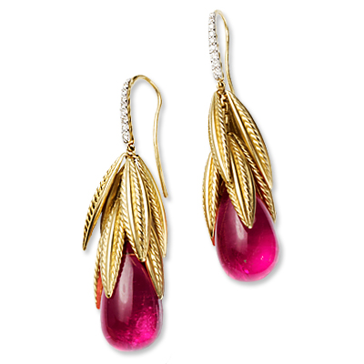 David Yurman Lantana Rubelite and Diamond Earrings