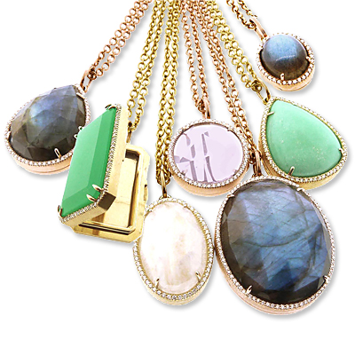 Irene Neuwirth Gold Lockets Set with Diamonds and Gems