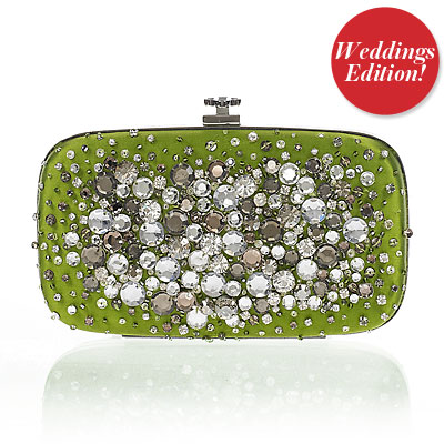 Oscar de la Renta Satin and Crystal Clutch