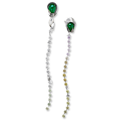 Alexandra Mor Emerald and Diamond Flower Earrings