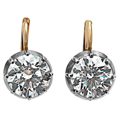 [BR]
Yellow Gold Round Drop Earrings