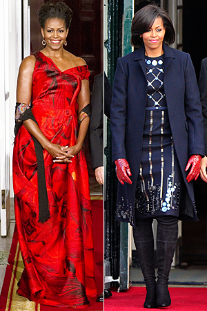 Michelle Obama in Alexander McQueen and Roksanda Ilincic