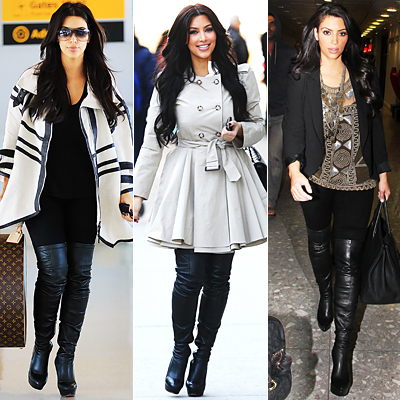 Fashion Watch   Knee Boots on Kim Kardashian In Christian Louboutin Over The Knee Boots