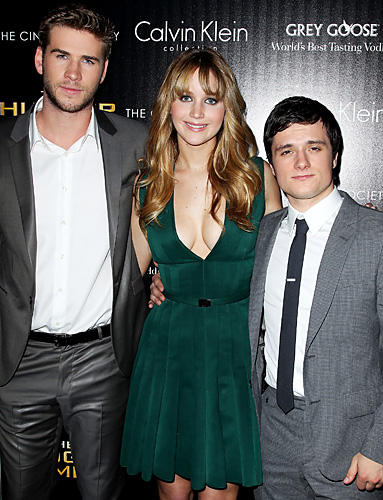 Liam Hemsworth, Jennifer Lawrence, and Josh Hutcherson 