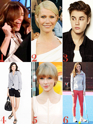 Julia Roberts, Gwyneth Paltrow, Justin Bieber