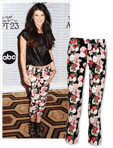 Shanae Grimes in Alice + Olivia rose print jeans
