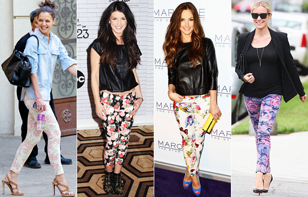 celebrities in floral jeans